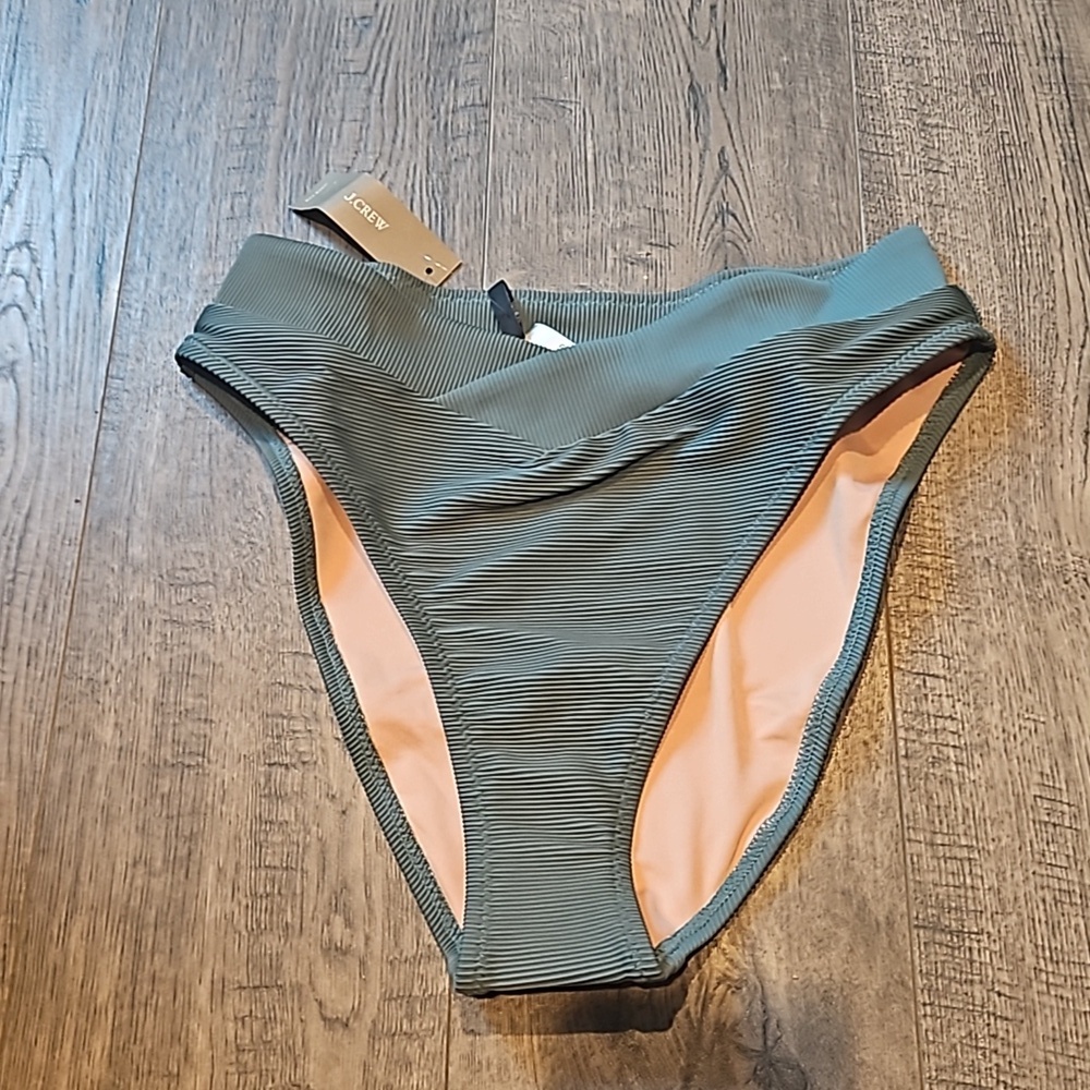 J. Crew Ribbed Cross Front Cheeky Bikini Bottim Brand New with Tags